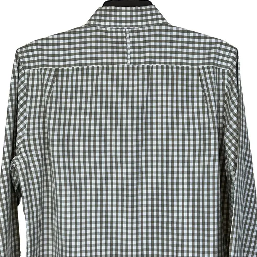 Banana Republic Men Shirt Small Olive Green Gingham Button Down Classic Office